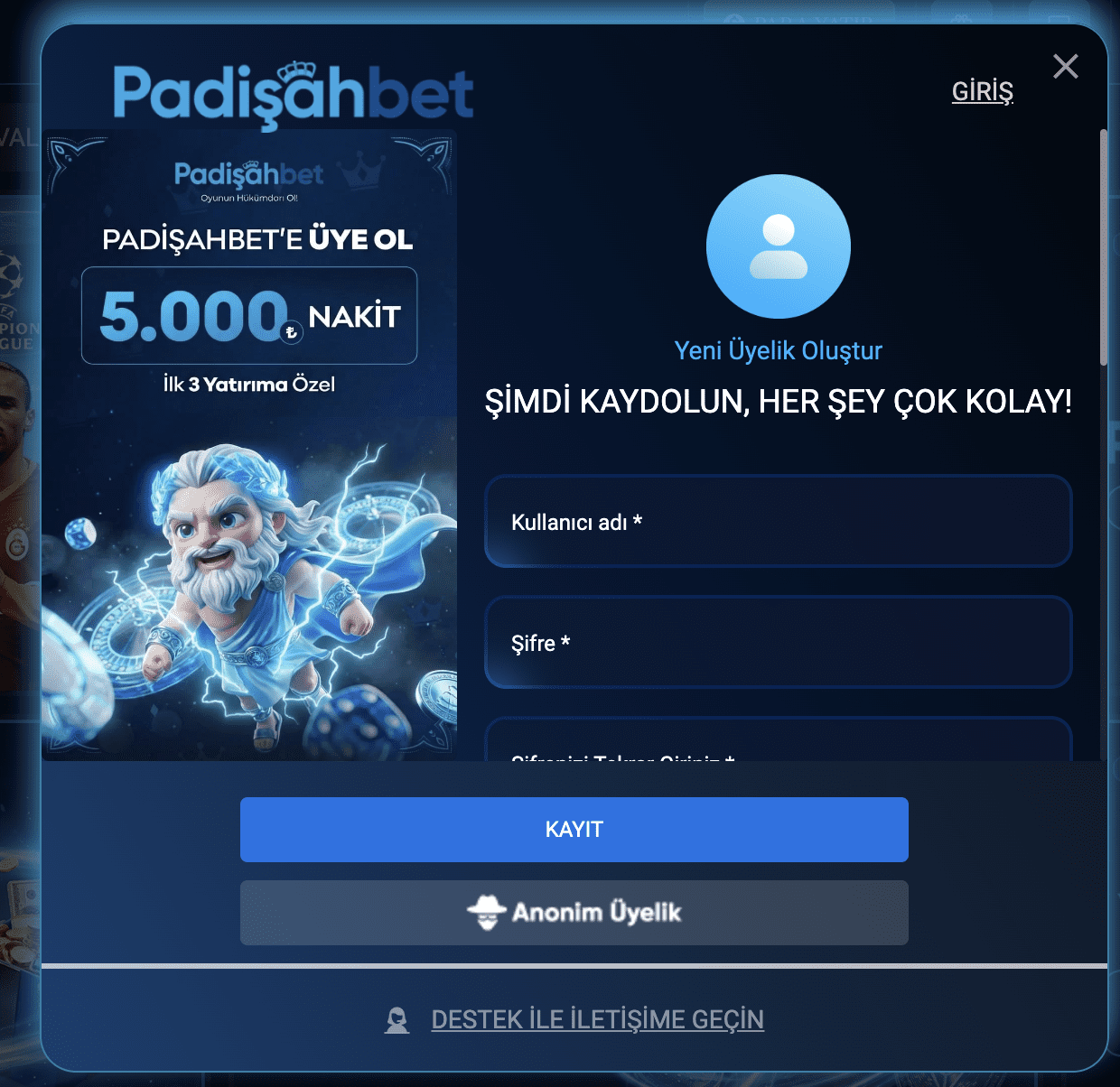 Galabet Kayıt Ekranı